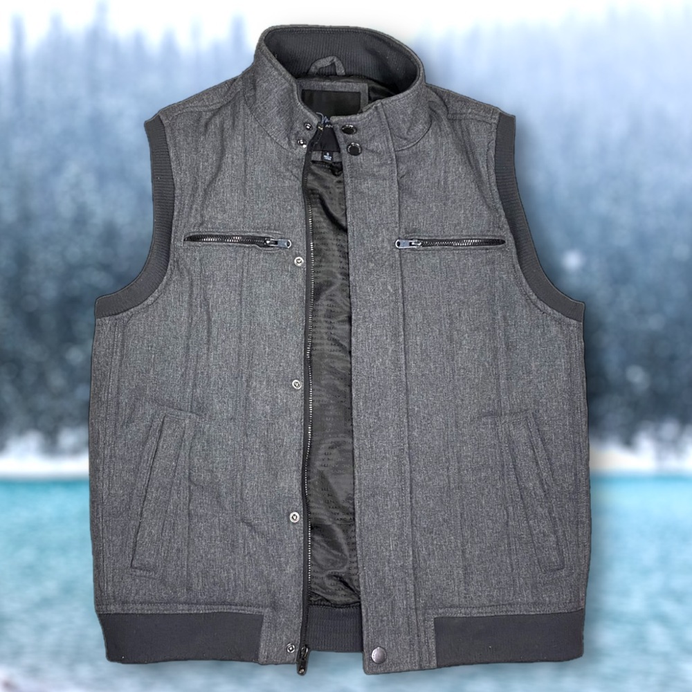 Mens Military Style Charcoal Gray Vest